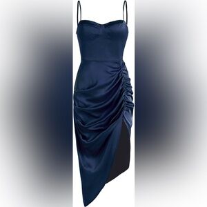 NWT CIDER Illusion Ruched Midi Dress